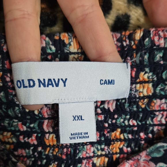 Old Navy Black Floral Midi Dress with Pink & Yellow Roses - Picture 2 of 3